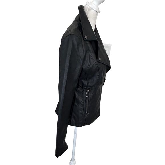Max Studio Black Vegan Leather Moto Jacket Womens Size Small New With Tags - Picture 4 of 7
